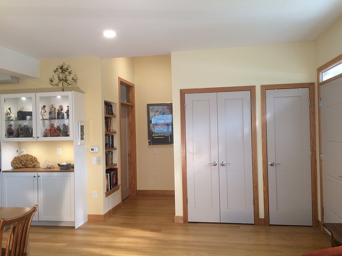 Wide hallways to bed and bathroom
